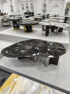 Mesa elíptica de piedra de lujo Muebles de piedra de primera calidad para <span class=keywords><strong>hotel</strong></span> y hogar Mesas de comedor elegantes Fabricante superior - Product Image 3