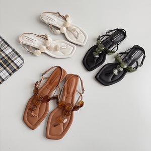 <span class=keywords><strong>Sandalias</strong></span> Planas Bohemias WETKISS de PU para Mujer, <span class=keywords><strong>Sandalias</strong></span> con Decoración de Piedras de Resina, <span class=keywords><strong>Sandalias</strong></span> Elegantes con Tiras Finas, <span class=keywords><strong>Sandalias</strong></span> de Playa Bohemias para Vacaciones - Product Image 4