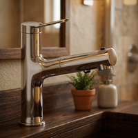 Robinet de lavabo extractible à poignée unique, trois modes, gain de place, pour salle de bain, fourni par l'usine