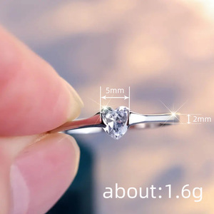 Anello a forma di cuore per donna, gioielli minimalisti alla moda - Product Image 5