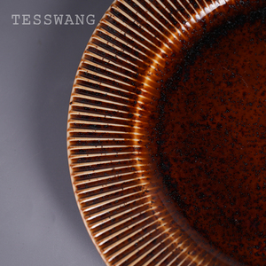 ชุดจานเซรามิกทรงโค้งพรีเมียมสีสนิม ลายริบบิ้น ปลอดสาร BPA เป็นมิตรกับสิ่งแวดล้อม ใช้กับไมโครเวฟได้ ชุดภาชนะสำหรับรับประทานอาหาร - Product Image 6