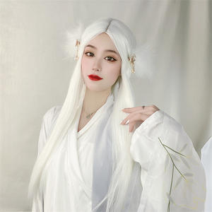 Pseudo-girl <span class=keywords><strong>Perruque</strong></span> synthétique pour <span class=keywords><strong>homme</strong></span>, pour <span class=keywords><strong>cosplay</strong></span> anime, cheveux longs et raides à raie médiane, style Hanfu, longueur mi-taille, teintée - Product Image 4