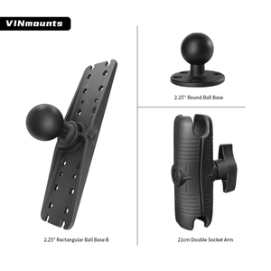 VINmounts 2.25 Inch Fish Finder Mount for 7–16 Inch Units Heavy Duty Dual <b>Socket</b> Arm 360° Adjustable Marine Bracket - Product Image 3