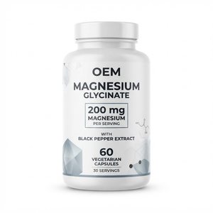 Cápsulas de Glicinato de Magnesio OEM ODM de 200 mg con Extracto de Pimienta Negra, 60 Unidades, Directo de Fábrica, Marca Privada - Product Image 1