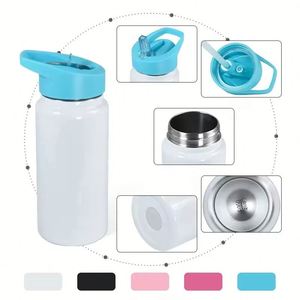 China RTS Sublimation Sippy Cup 14oz Insulated Kids Sports Water <b>Bottle</b> with Colored Sippy Lids Tumbler for Heat Press Printing - Product Image 3