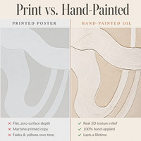 Peinture murale abstraite minimaliste en plâtre sculptural courbe crème sur toile pour salon, décoration de luxe discret