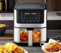 Friteuse à air chaud domestique 6L 1500W avec fenêtre de visualisation et grille de cuisson 80 à 200°C ℃   Friteuse électrique sans huile à contrôle de température