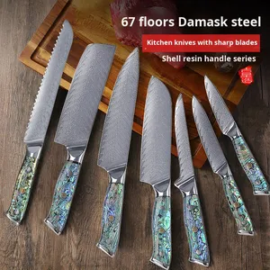 Couteau de chef en acier Damas VG10 10Cr15CoMoV à 67 couches avec manche en nacre – Compatible lave-vaisselle, design moderne et épuré, logo personnalisé - Product Image 2