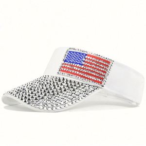 Créez votre propre casquette pare-soleil en paille avec drapeau américain et strass pour les voyages en plein air et le cyclisme - Product Image 6