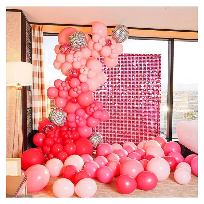 Panneaux muraux roses scintillants, décor de fête, installation facile pour mariage et fête d'anniversaire d'enfant, toile de fond