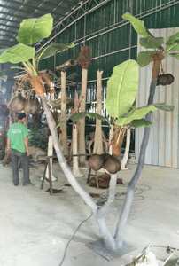 Palmera Artificial Decorativa para Exteriores, Personalizable, con Tronco Curvado, Tipo Coco Real con Hojas de Plátano - Product Image 4