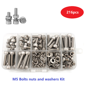 ชุดน็อตหกเหลี่ยม M5 จำนวน 216 ชิ้น พร้อมกล่องในสต็อก สำหรับเครื่องจักรและงาน DIY อื่นๆ - Product Image 2