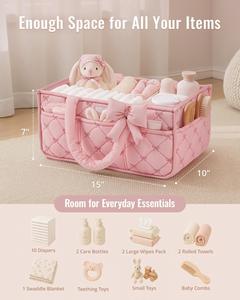 Panier de rangement pour couches de bébé OEM, organisateur de chambre d'enfant, panier de voyage pour les essentiels du nouveau-né, panier pour couches et lingettes pour bébé - Product Image 2