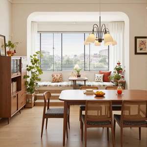 Table à manger carrée en bois de haute qualité pour salon, design simple et atmosphérique pour les familles, les appartements et les villas - Product Image 6