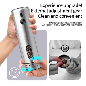 110ML External Adjustment Rechargeable Salt <b>Grinder</b> Gift Set Adjustable Stainless Steel <b>Pepper</b> <b>Grinder</b> - Product Image 3