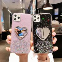Vente en gros de coques de téléphone pour femmes de luxe en TPU antichoc pour 12/13 Pro Max, style bling star, miroir en forme de cœur, diamant multicolore