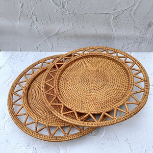 Assiettes de présentation en rotin de haute qualité, ensemble de décoration de table décorative pour les fêtes, les mariages, les centres de table, la décoration de la cuisine - Product Image 2