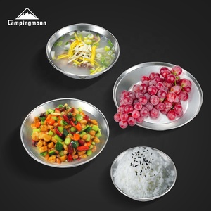 Outdoor Stainless Steel Dinner <strong>Plate</strong> Bowl <strong>Set</strong> <strong>Camping</strong> Tableware <strong>Camping</strong> Barbecue <strong>Plate</strong> Household Soup Pot and Dish 8 Piece - Product Image 3