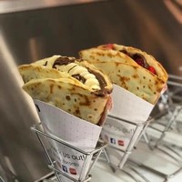 Emballage jetable en kraft recyclable de qualité alimentaire pour gaufres triangulaires, cônes à pizza, crêpes, avec gaufrage et tailles personnalisables