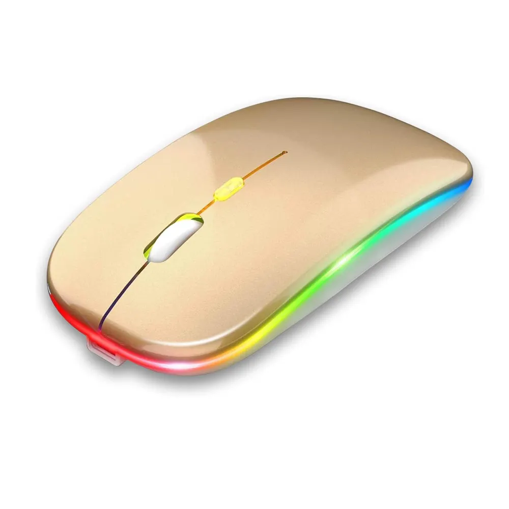 Mouse de computador ergonômico tipo C ABS de modo duplo sem fio 2.4g com LED mudo recarregável bluetooth para Macbook