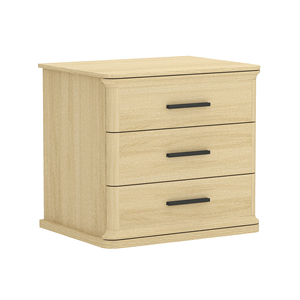 Nightstand In Natural Oak Wood With Three <b>Drawers</b> <b>For</b> Bedroom <b>Storage</b> - Product Image 6