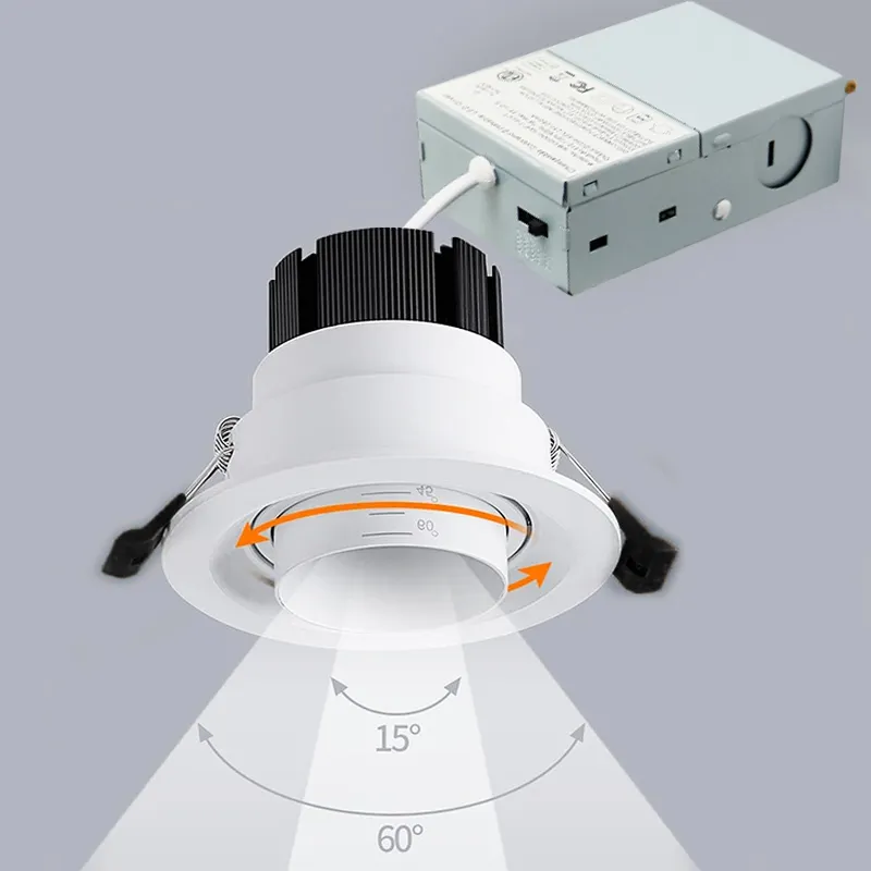 USA and Canada market Adjustable LED 15-60 Degree Telescopic Focusing Ceiling Spotlight Anti-glare 5CCT COB Downlight