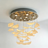Lustre en cristal décoratif personnalisé pour hall d'hôtel, villa, art en verre, feuille d'érable, coloré, luxueux, projet de luminaire suspendu