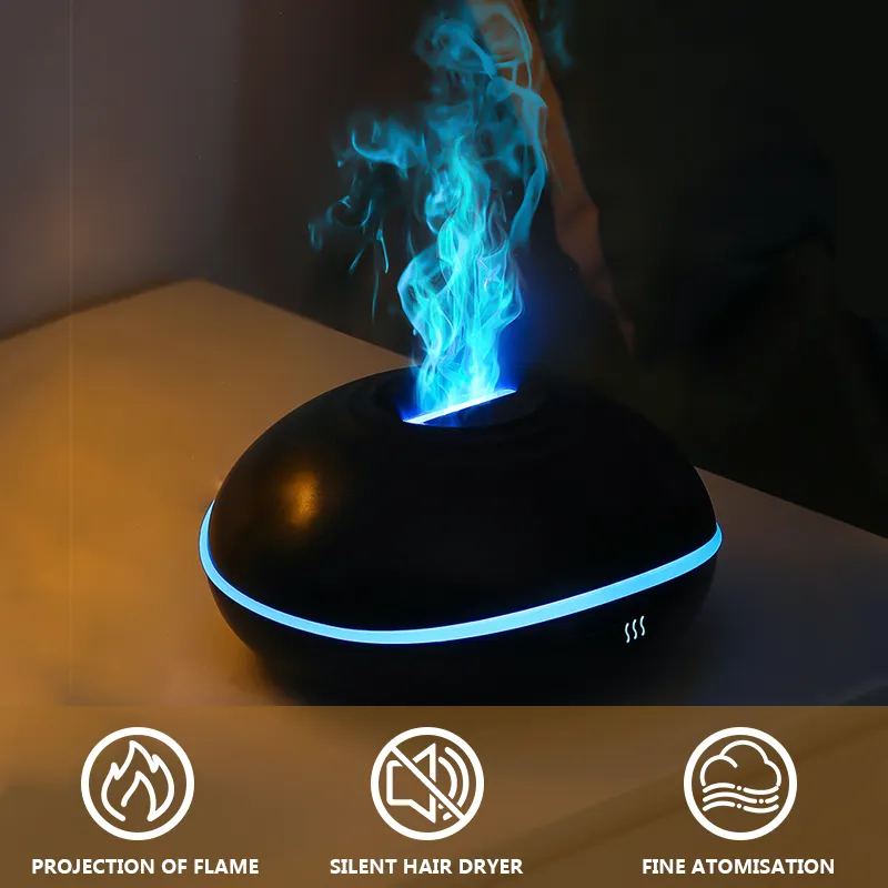 USB Rechargeable Portable Air Conditioner Office  Bedroom Cool Mist Humidifier with 7 Colour LED 200ml Flame Powerful Humidifier