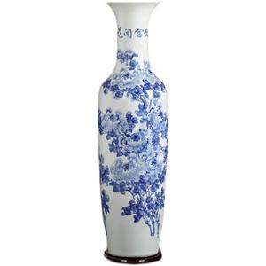 Grand vase sur pied en céramique de Jingdezhen, peint à la main, avec un pin d'accueil, style chinois moderne, salon, villa, hôtel, entreprise - Product Image 5