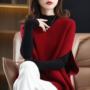 <span class=keywords><strong>Chaleco</strong></span> de Punto para <span class=keywords><strong>Mujer</strong></span>, Estilo Occidental, Holgado, Nuevo, para Principios de Otoño, Mangas de Murciélago, Cuello en V, Hombro Descubierto, Prenda Exterior Sólida, <span class=keywords><strong>Chaleco</strong></span> Tipo Pullover - Product Image 4