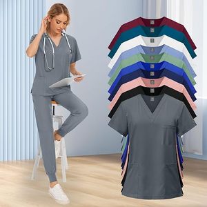 Soutien personnalisé Vente en gros Hauts et pantalons élastiques pour infirmière en hôpital pour femmes Uniformes Scrubs Sets Medical Men Women Nursing Scrub - Product Image 3