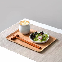 Plateau rectangulaire moderne en bois d'acacia massif pour la maison, support à tasses de fête, plateau à thé, assiette de service et plateau de rangement