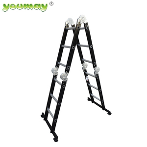 Extension d'échelle à escabeau A Frame 4x3 14 FT Échelle pliante <span class=keywords><strong>de</strong></span> stockage multi-positions antidérapante 330 Lbs Charge <span class=keywords><strong>de</strong></span> sécurité Maison Intérieur Extérieur - Product Image 3