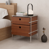 Commode en bois massif et acier inoxydable de style Bauhaus nordique, meuble de rangement grande capacité pour salon et chambre, table d'appoint de canapé