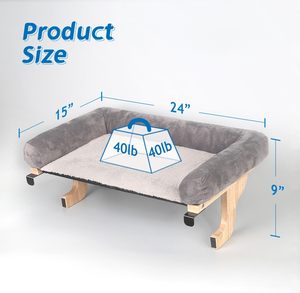Marco de escalada para gatos para alféizar de ventana con bolster-Diseño de <span class=keywords><strong>hamaca</strong></span> ortopédica con marco robusto de metal y madera dura de primera calidad - Product Image 6