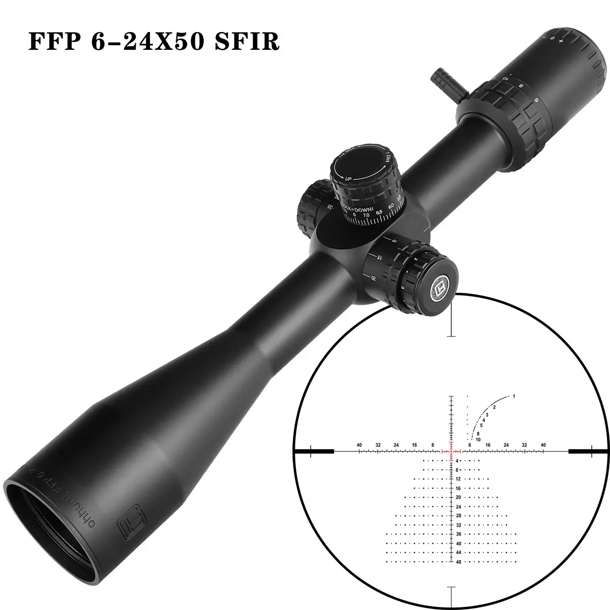 OEM ODM 6-24X50 FFP Sight Hunting Optical Scope Side Parallax Glass Reticle 50mm FFP Scope