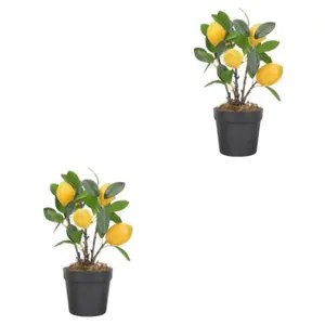Kunstlicher Topf Zitronenbaum Bouquet Pflanzen Blumen Hochzeitsdekor grüne künstliche Blumen Kunststoff-Topfpflanze Schreibtisch