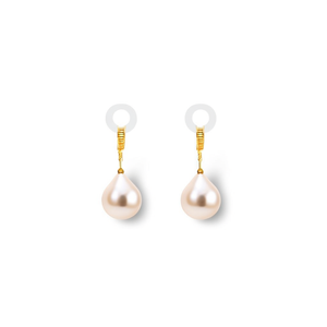 Boucles d'oreilles pendantes fines en acier inoxydable 316L plaqué or PVD, design goutte de perle durable et résistant - Product Image 2