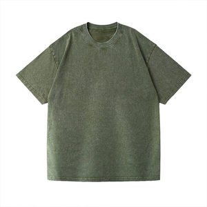 T-shirt rétro délavé 230g, style européen et américain, pur coton, coupe ample, col rond, pull épais pour homme - Product Image 3