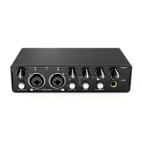 Interface audio USB 2 canaux, carte son externe 24 bits 192 kHz, alimentation fantôme 48 V, boîtier métallique, bouclage intégré pour studio