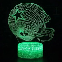 Lámpara nocturna acrílica con diseño de casco de equipo de baloncesto estilo cowboy