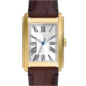 Montre rectangulaire de luxe personnalisée, bracelet en cuir, montre-bracelet en alliage, mouvement à quartz - Product Image 1