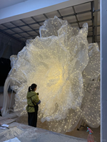 Y175Luxury Grande installation artistique florale géante en organza et soie pour la décoration de fond de scène de mariage et de fête