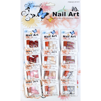 Faux ongles en ABS tendance avec colle, courts, à couverture complète, à presser, décorés