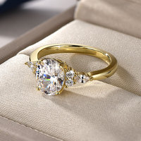 Groothandel Trendy Ring 7x9mm Romantische 5A Kubieke Zirkonia Ring Klassieke Ei-vormige Eeuwigheidsring Verlovingsring voor Vrouwen Valentijnsdag Cadeaus
