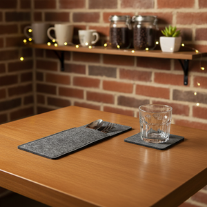 Heat Resistant Non-Slip Washable Eco-Friendly 100% Wool Felt <b>Table</b> <b>Mats</b> <b>Set</b> <b>of</b> <b>6</b> Pcs with <b>Coaster</b> <b>Mats</b> Cutlery Pouches - Product Image 1