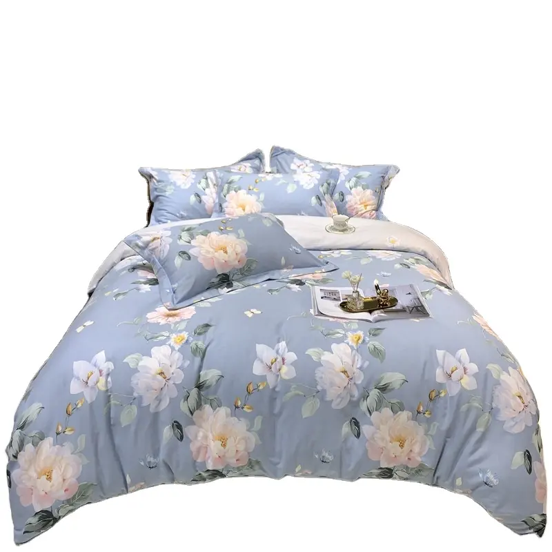 ชุดผ้าปูเตียงผ้าฝ้าย100% ชุดเครื่องนอนดีไซน์ดอกไม้พิมพ์ลายได้ตามต้องการเป็นมิตรต่อสิ่งแวดล้อม
