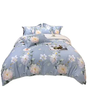 100% غطاء سرير قطن مجموعة مخصصة طباعة تصاميم زهرة الفراش مجموعات البيئية مجموعة المعزي