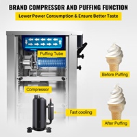 Machine à glace molle automatique commerciale de petite taille pour table, 3 saveurs, machine à cônes glacés, haute production, pour boutique de desserts