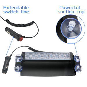 Luz de advertencia estroboscópica para salpicadero de coche, Flash Led rojo y azul, 8 Led, <span class=keywords><strong>16</strong></span> modos de parpadeo, 12V, CC - Product Image 4